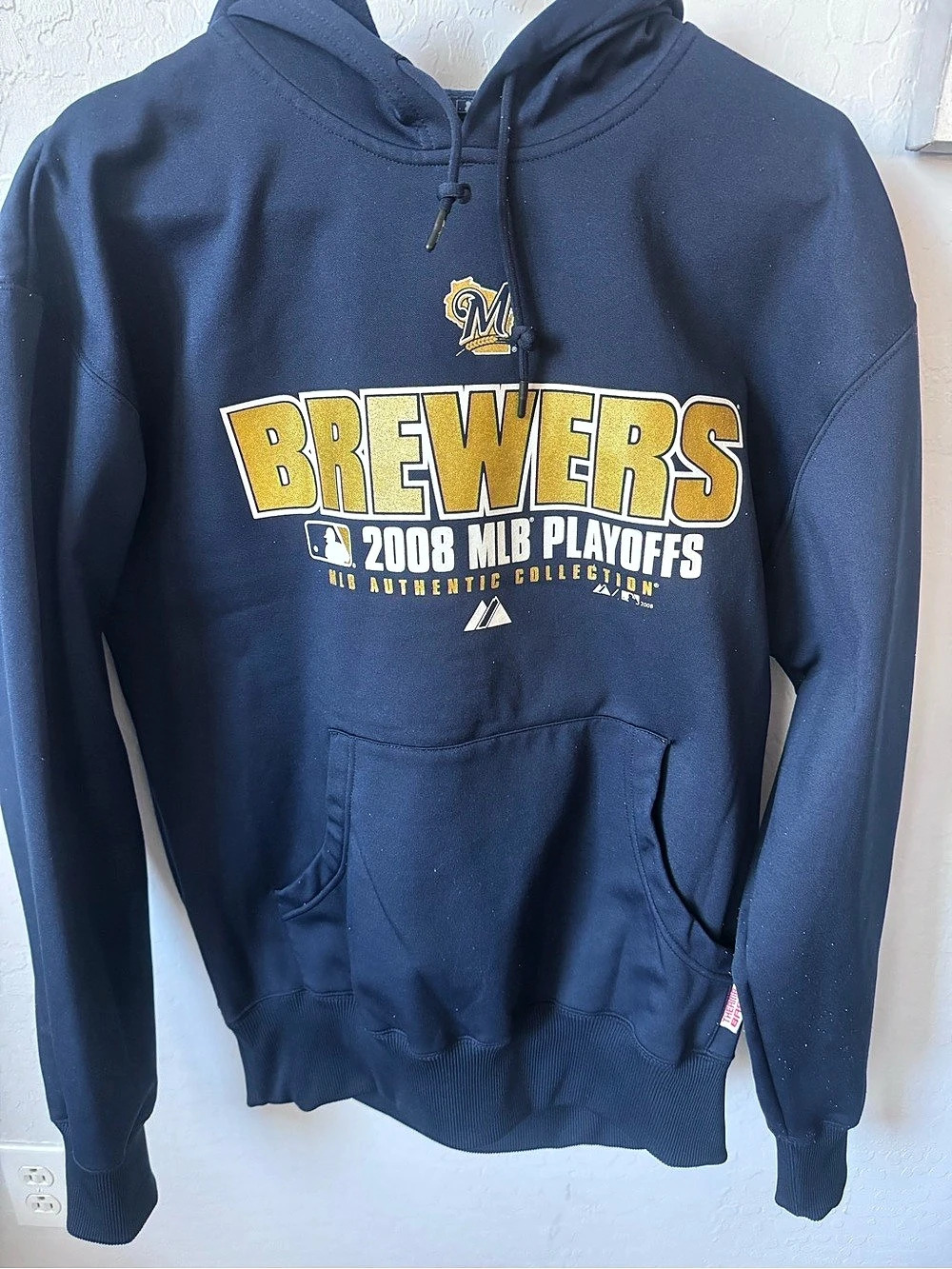 Majestic Milwaukee Brewers 2008 MLB Playoffs Therma Base Hoodie Blue Medium
